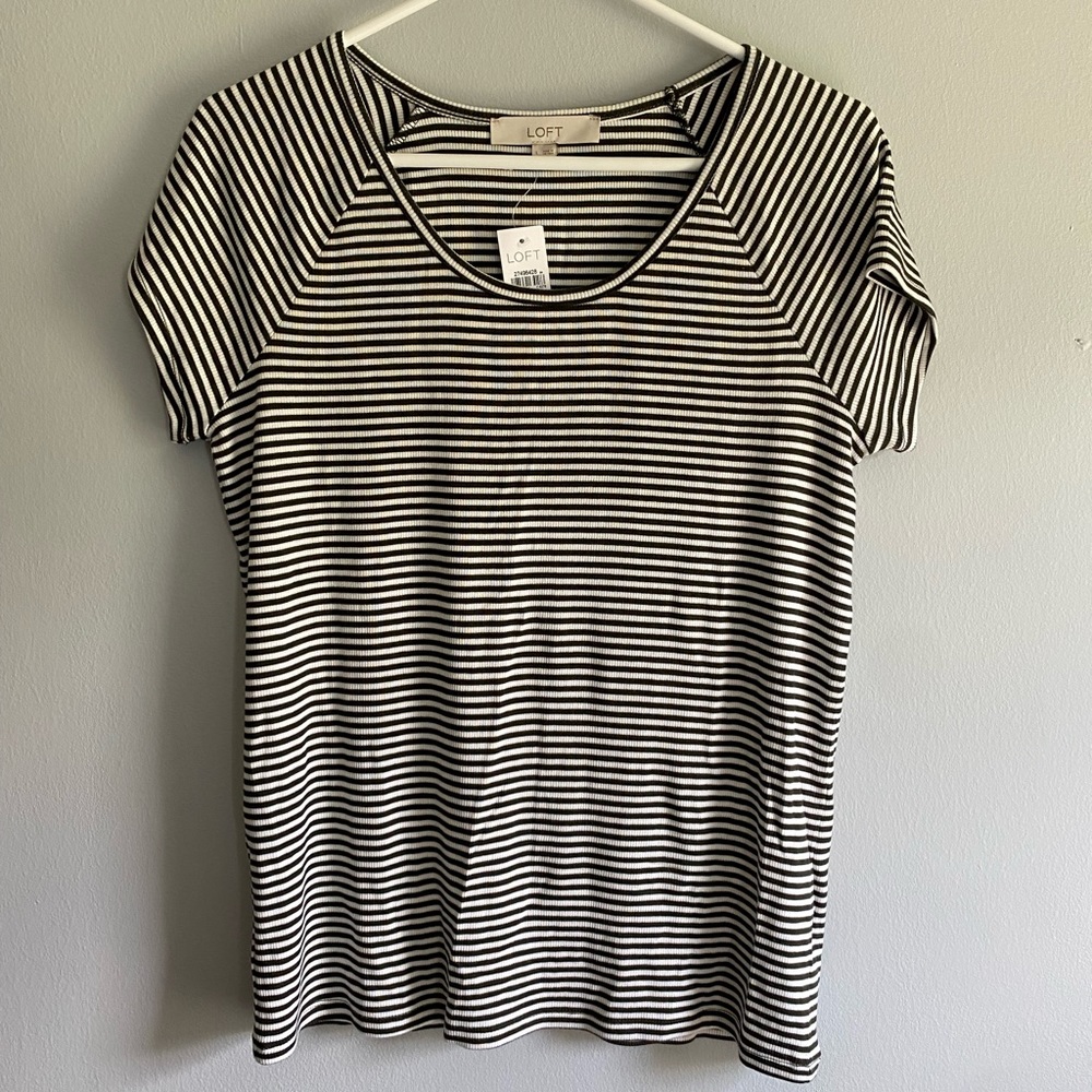 NWT white and green striped t-shirt from Loft